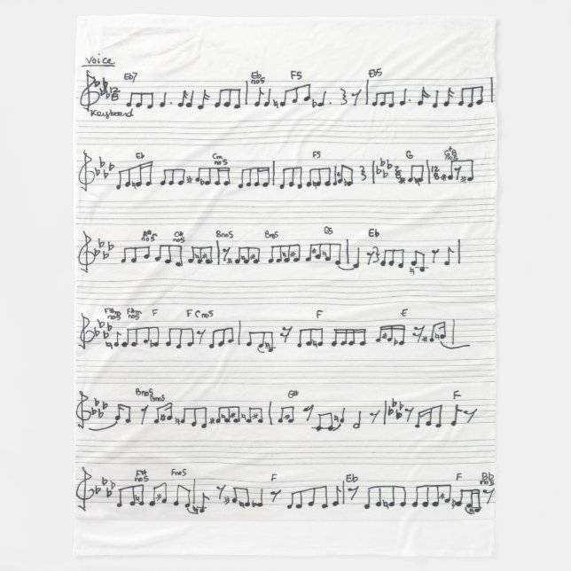 Handgeschriebene Noten für Musikmusik Fleecedecke (Vorderseite)