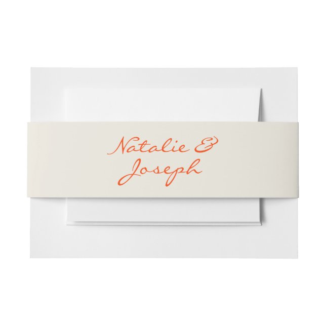 Handgeschriebene Orange Retro Whimsical Fun Weddin Einladungsbanderole (Vorderseite Beispiel)