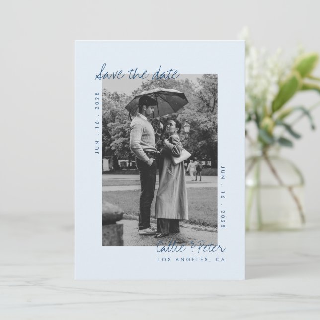 Handgeschriebene Retro-Minimalistische Hochzeit Sp Einladung (Stehend Vorderseite)