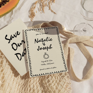 Handgeschriebene Retro-Rahmen skurrile Hochzeit Save The Date