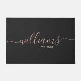 Handgeschriebene Rose Gold Familienname Willkommen Fußmatte