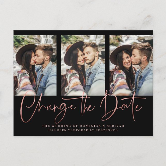 Handgeschriebene Rose Gold-Hochzeit Postkarte (Vorderseite)