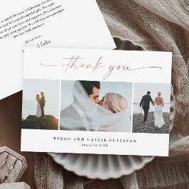 Handgeschriebene Rose Gold Script-Hochzeitsskripte Dankeskarte