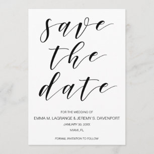 Handgeschriebene Save the Date-Karte Schwarzweiß Date