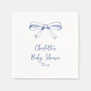 Handgeschriebene Schrift Coquette-Schleife Blaue B Serviette