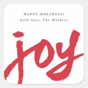 Handgeschriebene Schrift Freude Weihnachten Gesche Quadratischer Aufkleber