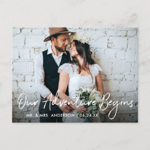 Handgeschriebene Schrift Hochzeit Unser Abenteuer  Postkarte
