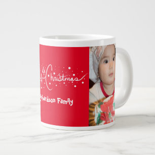 Handgeschriebene Schrift Merry Christmas Schnee Jumbo-Tasse
