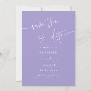 Handgeschriebene Schrift Violette Hochzeit Termin Save The Date