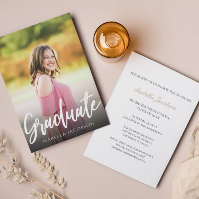 Handgeschriebene Script-Foto-Graduierungspartei Einladung (Von Creator hochgeladen)