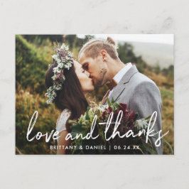 Handgeschriebene Script-Liebe und Danke-Hochzeit Postkarte