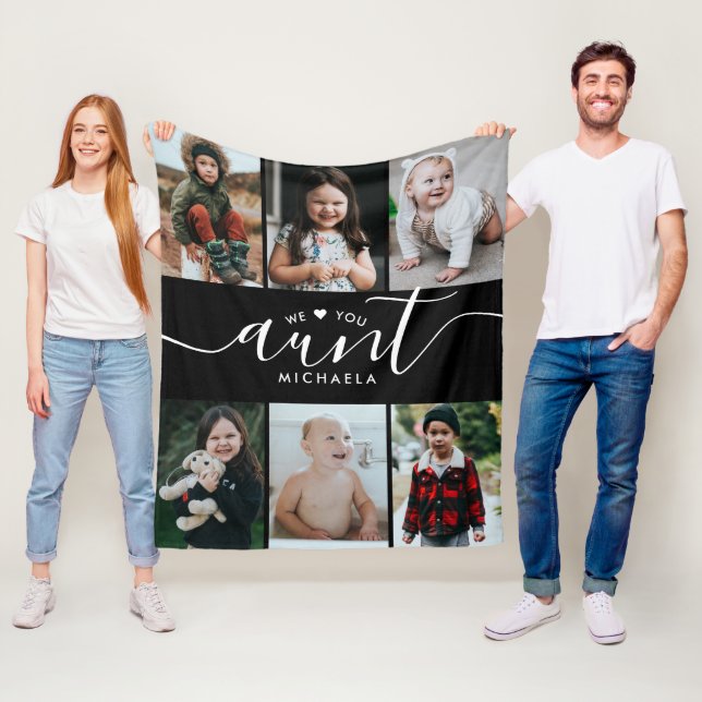 Handgeschriebene Script-Liebe You Aunt (Name) 6-Fo Fleecedecke (Beispiel)