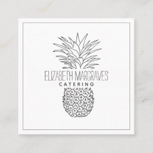 Handgeschriebene Signatur Ananas-Catering Quadratische Visitenkarte