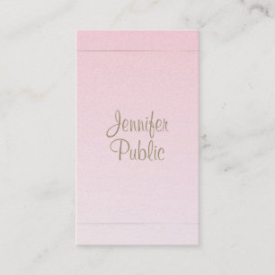 Handgeschriebene Skriptkalligrafie Pink Gold Luxe Visitenkarte