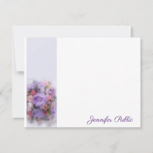 Handgeschriebene Skriptname Watercolor-Rose-Blume Mitteilungskarte