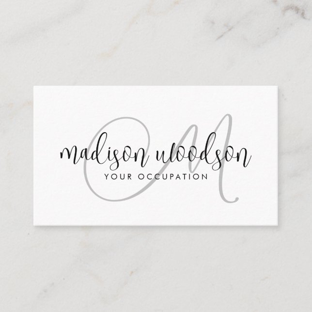 Handgeschriebene Skriptsignatur für Monogram Visitenkarte (Vorderseite)