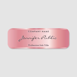 Handgeschriebene Skriptvorlage Stilvolle Rose Gold Namensschild