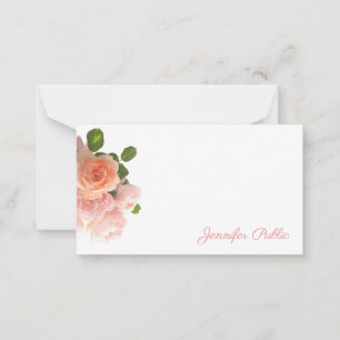 Handgeschriebene, stilvolle Rose in Aquarellfarben Mitteilungskarte