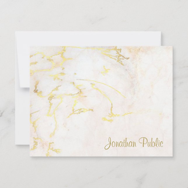 Handgeschriebene Template Gold Script Text Marble Mitteilungskarte (Vorderseite)