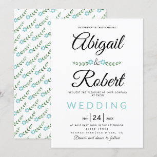 Handgeschriebene Typografie Aqua Blume Einladung
