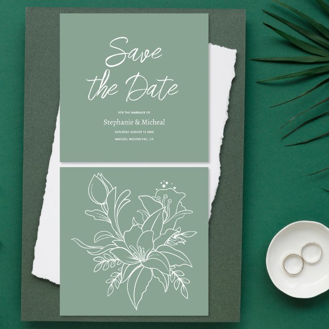 Handgeschriebene Typografie - Mint Green Hochzeit Save The Date (Von Creator hochgeladen)