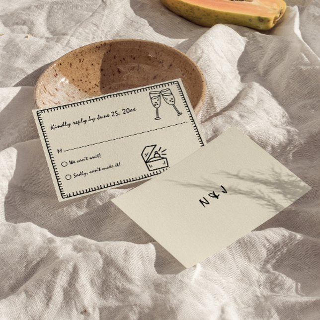 Handgeschriebene Vintage, einzigartige, eigenwilli RSVP Karte (Von Creator hochgeladen)