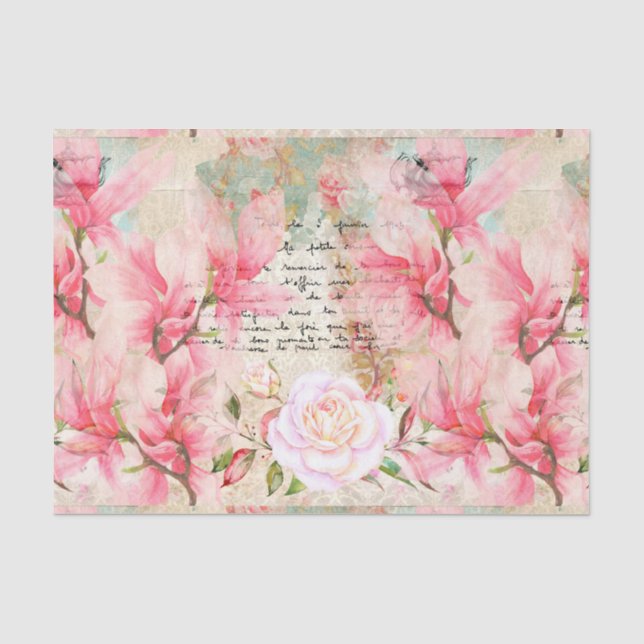 Handgeschriebene Vintage florale Hintergrundbilder Seidenpapier (Vorderseite)