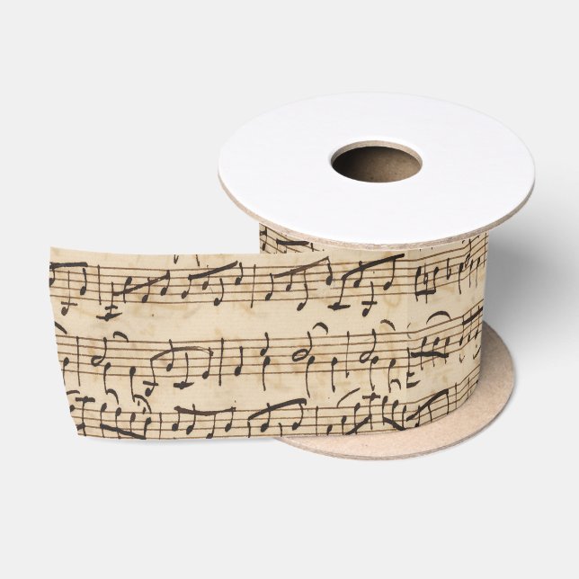 Handgeschriebene Vintage Noten  Satinband (Spule)