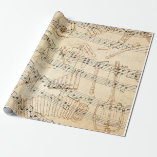 Handgeschriebene Vintage-Notenblätter Geschenkpapier