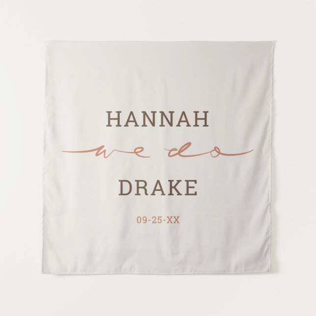 Handgeschriebene We Do Script Hochzeit Wandteppich (Vorderseite)