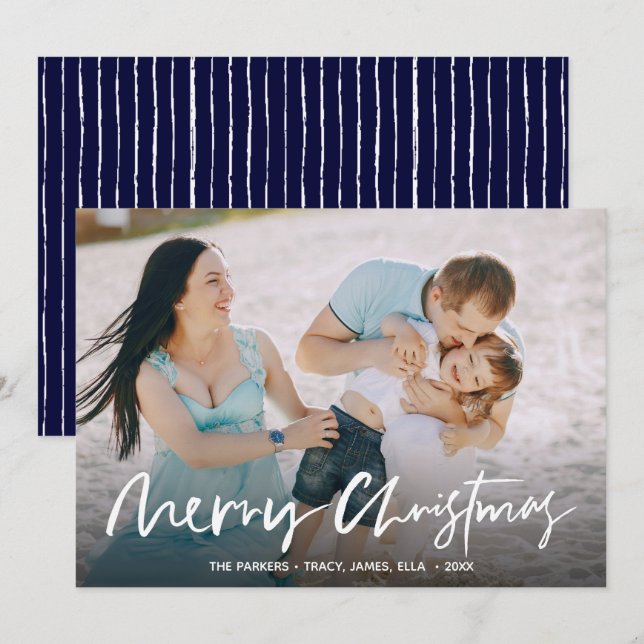 Handgeschriebene Weihnachtsfotokarte Einladung (Vorne/Hinten)