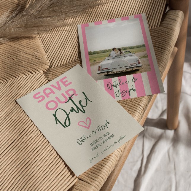 Handgeschriebene Whimsical Pastel Summer Foto Hoch Save The Date (Von Creator hochgeladen)