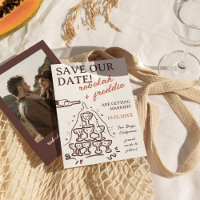 Handgeschriebener Champagnerturm Save the Date