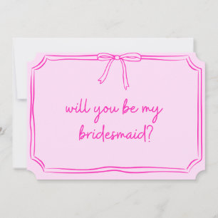 Handgeschriebener Coquette Bow Pink Bridesmaid-Vor Einladung