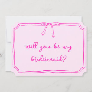 Handgeschriebener Coquette Bow Pink Bridesmaid-Vor Einladung