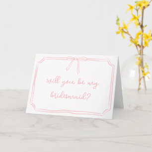 Handgeschriebener Coquette Bow Pink Bridesmaid-Vor Karte