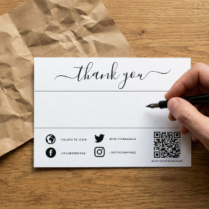 Handgeschriebener Dank an Sie Social qo-Code einfü Dankeskarte