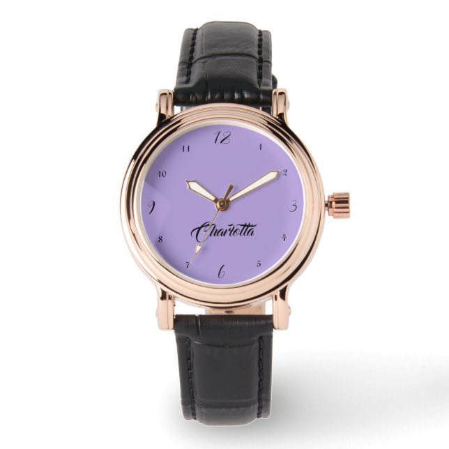 Handgeschriebener Elegantname | Pastel Lila Stilvo Armbanduhr (Vorderseite)