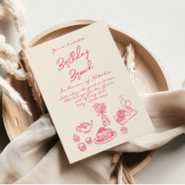 Handgeschriebener Gezeichnet rosa Quirky Brunch Ge Einladung