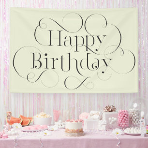 Handgeschriebener Happy Birthday Text mit Schnörke Banner