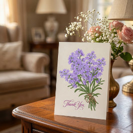 Handgeschriebener Lavendel-Blumenstrauß gefaltet Dankeskarte