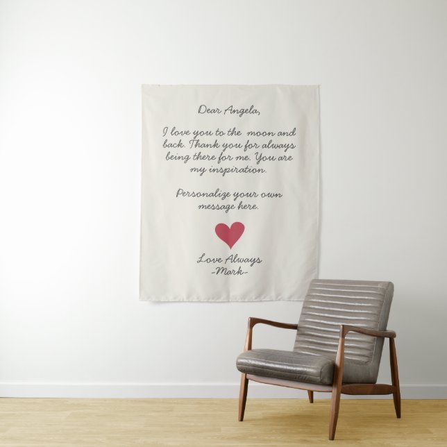 handgeschriebener Liebe oder anpassbare Nachricht  Wandteppich (Beispiel)