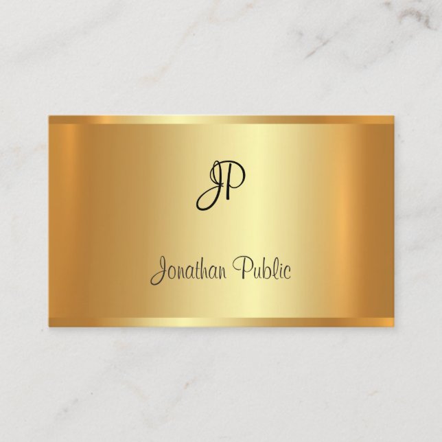 Handgeschriebener Mit Monogramm Glamour Gold Look  Visitenkarte (Vorderseite)