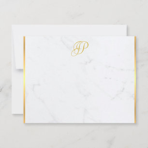 Handgeschriebener Mit Monogramm Goldmarmor Moderne Mitteilungskarte