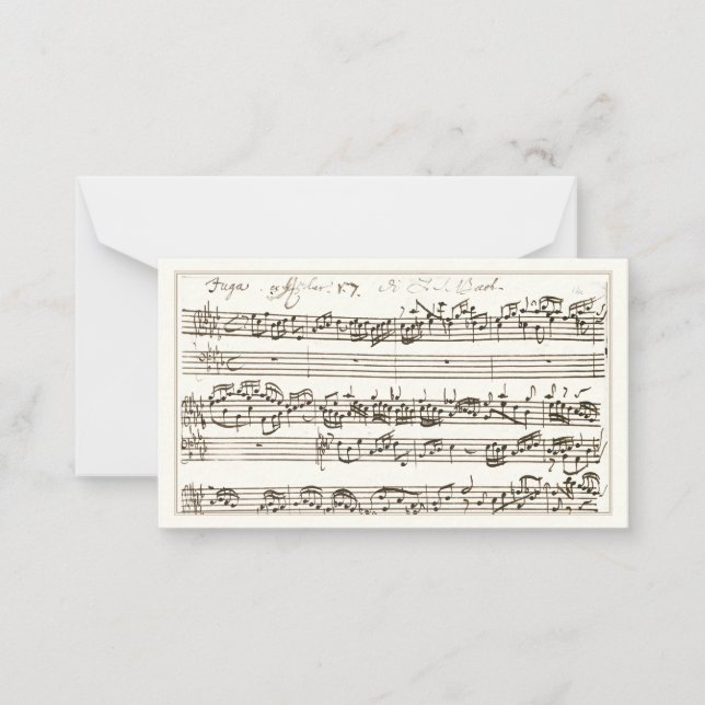Handgeschriebener Musikkomposition Fugue Bach aus  Mitteilungskarte (Vorderseite)