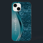Handgeschriebener Name Aquamarin Blue Metal Glitze Case-Mate iPhone 14 Hülle<br><div class="desc">Das Design ist ein Foto und die Hüllen sind nicht mit echtem Glitzer, Sequinen, Metallen oder Holz gemacht. Dieses Design ist auch auf anderen Telefonmodellen erhältlich. Wählen Sie Gerätetyp aus, um andere iPhone-, Samsung Galaxy- oder Google-Hüllen zu sehen. Einige Stile können geändert werden, indem Sie Style auswählen, wenn dies eine...</div>