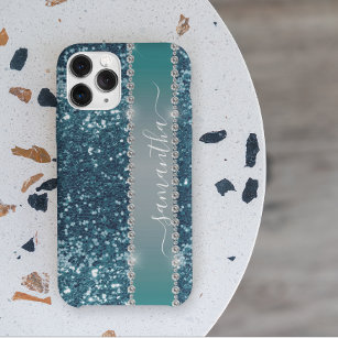 Handgeschriebener Name Blau aquamariner Diamant Gl Case-Mate iPhone 14 Pro Hülle