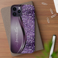 Handgeschriebener Name Glam Lila Metall Glitter