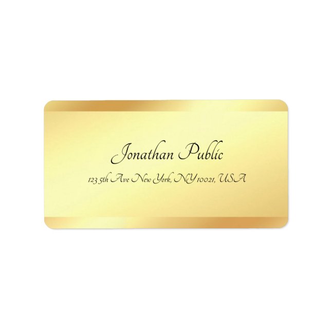 Handgeschriebener Name Gold-Look-Template Adressaufkleber (Vorne)