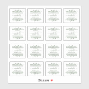 Handgeschriebener Name Grüne botanische Handarbeit Aufkleber